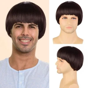 Short Mushroom Wig 60's Bowl Cut Wigs Fake Hair Funny Cosplay Wig for Men Women - Picture 1 of 13