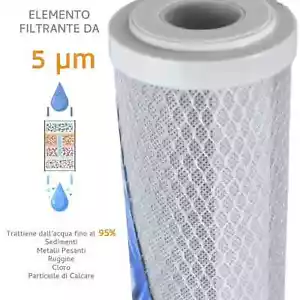 FILTRO CARTUCCIA CARBONI ATTIVI CTO 20" FILTRAZIONE ACQUA SISTEMA DEPURATIRE - Imagen 1 de 2