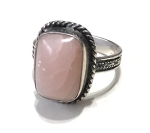 925 Sterling Silver Rose Quartz Bali Style Scroll Ring QVC Sz 7 - Picture 1 of 4