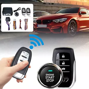 Car Keyless Entry System Engine Start Ignition Security Alarm Kit +2 Remote - Foto 1 di 12