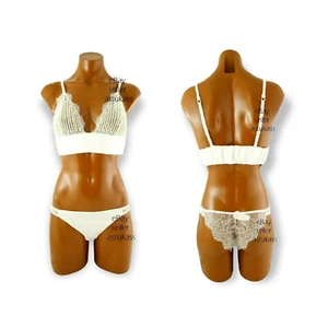Victoria's Secret Lace Beaded Silk Bralette sz M & panty sz XS set ivory - Picture 1 of 5