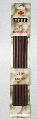 Colonial Rosewood Set of 5 Double Point Size US 10 (6.0mm) Knitting Needles NIP - Image 1 of 4