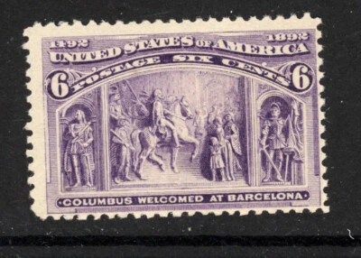 SCOTT 235 1893 6 CENT COLUMBIAN EXPOSITION ISSUE MNH OG F-VF CAT $100! - Image 1 of 2