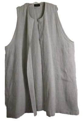 New Eskandar 1 A-Line Natural Heavy Weight Linen Hemp Duster Vest Jacket  - Image 1 of 4