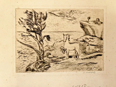 Abraham Mark Datz Etching Prancing Horse Listed Modernist WPA Artist New York!!! - Image 1 of 4