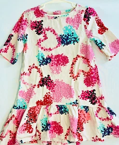 BNWOT CRAZY 8 GIRLS MULTI-COLORED HEARTS RUFFLE BOTTOM DRESS SIZE 5T - Picture 1 of 4