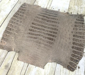 Tan Metallic Genuine Caiman Crocodile Belly Hide Leather Skin Alligator copper 1 - Picture 1 of 4