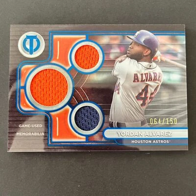 2024 Topps Tribute Triple Relics Jersey Blue Yordan Alvarez /150 Houston Astros - Image 1 of 2