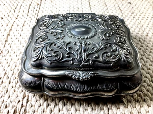 International Silver Company Jewelry Box, Red velvet interior, 7.5" x 6.5" x 3" - Picture 1 of 13