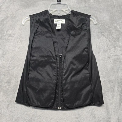 Orvis Vest Mens Sz Small Black Nylon Full Zip Hidden Pocket Utility Fish Outdoor - Image 1 of 4