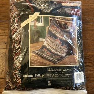 Dept 56 Dickens Village 3. Serie Weihnachten Afghan Gewebt Überwurf Decke 50”x68” - Bild 1 von 3
