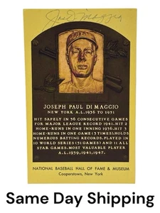 Joe DiMaggio Autographed Signed Hall Of Fame Plaque Postcard Yankees JSA LOA - Picture 1 of 5