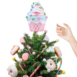 Topper de árbol de Navidad de postre pastel de 7,9 pulgadas rosa Cupcake árbol Topper caramelo... - Imagen 1 de 7