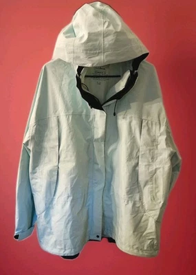 LL BEAN 284972 Rain Jacket Women Size 3X Plus Mint Green Hooded Waterproof NICE  - Image 1 of 4