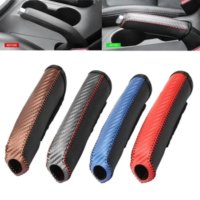 Protector de cubierta de freno de mano patrón de fibra de carbono para Hyundai 10 11 12 13 14 15 Foto 1 de 4