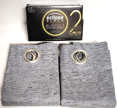 2pk - Grey Eclipse 37 x 63 Adagio Blackout Grommet Top Curtain Panels - Image 1 of 4