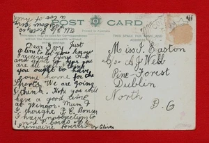 SQUARE postmark postcard sent from ? to DUBLIN NORTH horse dray loaded with WOOD - Picture 1 of 3