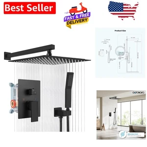 Modernes Regenduschsystem 16 Zoll mattschwarz mit komplettem Einbauset - Bild 1 von 11