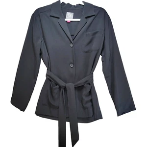 Blazer Vince Camuto para mujer XS chaqueta sin estructura bolsillos con cinturón oficina negro - Imagen 1 de 16