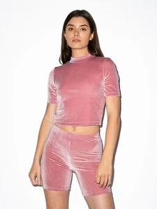 American Apparel Women's Dusty Rose Velour Crop Top size XL NWT - Picture 1 of 2