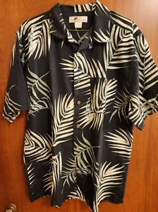 Joe Marlin  Mens  Large (L ) Hawaiian Shirt-Black w/ green Palm Leaves - Bild 1 von 16