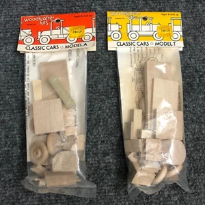 2 Vintage Woodkrafter Kit Model A 701 and Model T 703 Classic Cars 1982 NIP - Picture 1 of 8