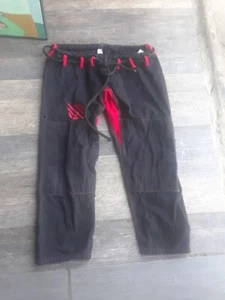 Kampfhose Jiu Jitsui schwarz rot DO A2 dicker Zugstachel Gürtel 34 x 27" A6 - Bild 1 von 8