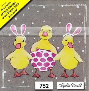 (752) DOS servilletas artesanales artísticas decoupage de papel para almuerzo - PATITOS DE PASCUA PATOS - Imagen 1 de 2
