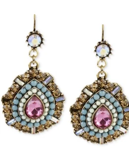 $35 Betsey Johnson Multi-Color Crystal Teardrop Drop Earrings P2 - Picture 1 of 2