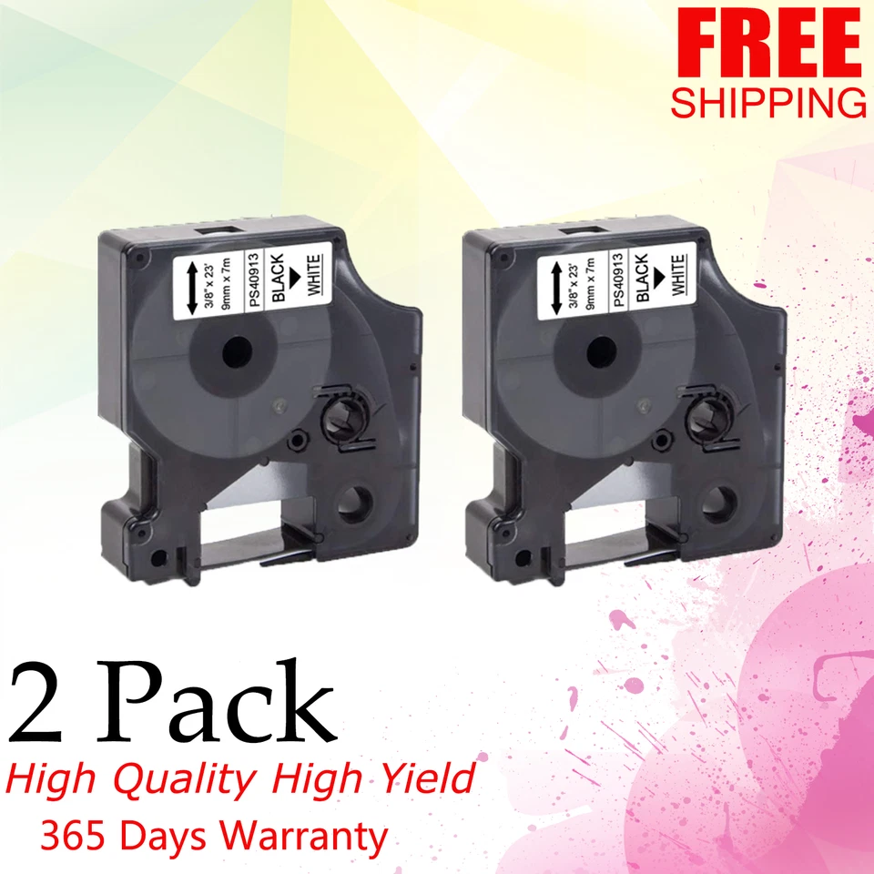 Лента этикеточная совместимая с Dymo 40913 черная на белой LabelManager 360D/420P 2 шт. - Изображение 1 из 1