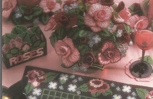 Plastic Canvas Patterns 3D Flowers Coasters Trinket Box Frame Roses M36 - Imagen 1 de 3