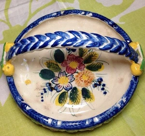 Vintage Ceramic Basket "woven" Handle Multicolored Majolica-ish; Unusual Japan - Picture 1 of 7