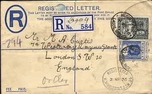 SAVOYSTAMPS-NIGERIA-COVERS-1936-REGISTERED LETTER TO-LONDON ENGLAND- - Picture 1 of 2