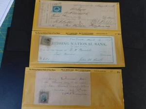 STISSING NAT. BANK OF PINE PLAINS, CHECKS WITH REVENUE STAMPS, 1870`S - Picture 1 of 1