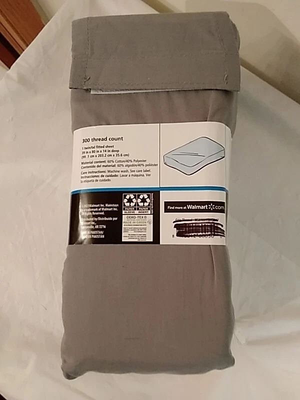 Sábana bajera Mainstays gris Twin XL solo 39" x 80" x 14" algodón profundo poliéster Foto 1 de 4