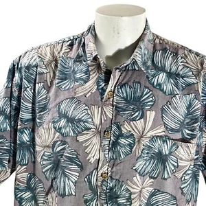 Cooke Street Hawaiian Shirt 2XL Floral Reverse Print Gray Green White - Picture 1 of 6