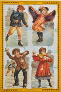 Mamelok English Embossed Scrap Die Cut - Winter's Children A51 - Picture 1 of 2