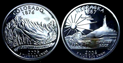 2006-S 25C State Quarter Colorado Nebraska GDC Proof Silver 2 coins 24att1022-1 - Image 1 of 2