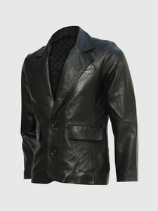 2 Button Mission Impossible Black Leather Coat - XL - Picture 1 of 3