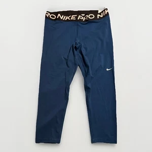 New Women’s Nike Pro Tight Fit Mid Rise Crop Fit Blue Leggings SZ XL CZ9804-460 - Picture 1 of 4