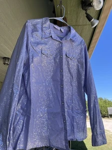 Wrangler Damen Lila Western Shirt Langarm Pearl Snap 100% Baumwolle XXL - Bild 1 von 8