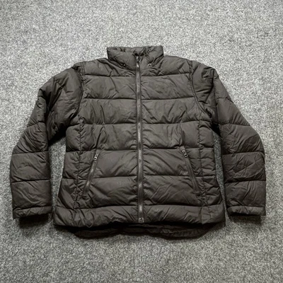 Land's End Goose Down Puffer Jacket Coat Womens Medium 10-12 Black Feathers - Image 1 of 4