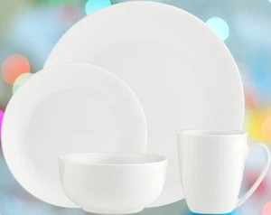 Godinger Silver Art White Porcelain 16 piece Dinnerware Set Service for 4 - Picture 1 of 5