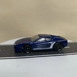 2012 Hot Wheels Ferrari F512M Testarossa Dark Blue/White w/Black PR5 1:64 - Picture 1 of 13