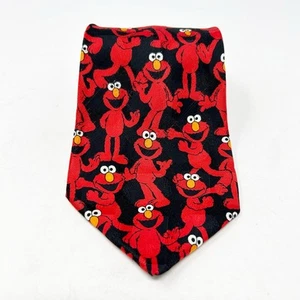 Sesame Street Mens Vintage Kidcore Formal Handmade Elmo Novelty 100% Silk Tie - Picture 1 of 5