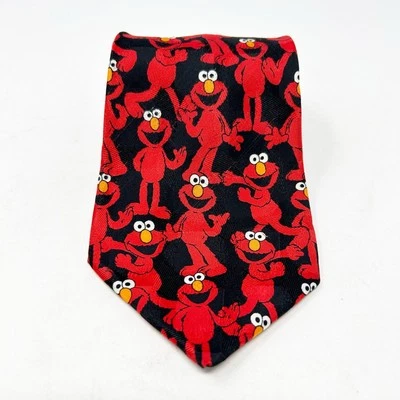 Corbata Sesame Street Para Hombre Vintage Kidcore Formal Hecha a Mano Elmo Novedad 100% Seda Foto 1 de 4