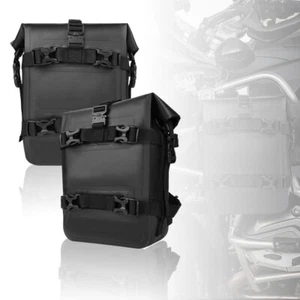 2PC 8L Motorcycle Bumper Frame Crash Bars Bags Waterproof Tool Storage Bag Black - Picture 1 of 13