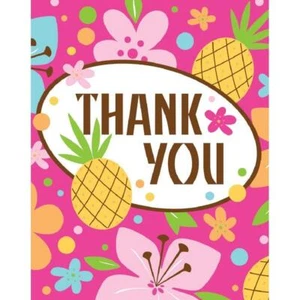 Pink Luau Fun Hula Girl Hibiscus Hawaiian Beach Party Thank You Notes Cards - Picture 1 of 1