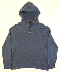 Suéter Banana Republic Para Hombres Grande Con Capucha Henley Pullover Azul Jaspeado - Imagen 1 de 14