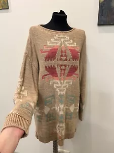 Vintage RALPH LAUREN Aztec Sweater Women’s Size XLarge Hand Knit Vintage - Picture 1 of 10